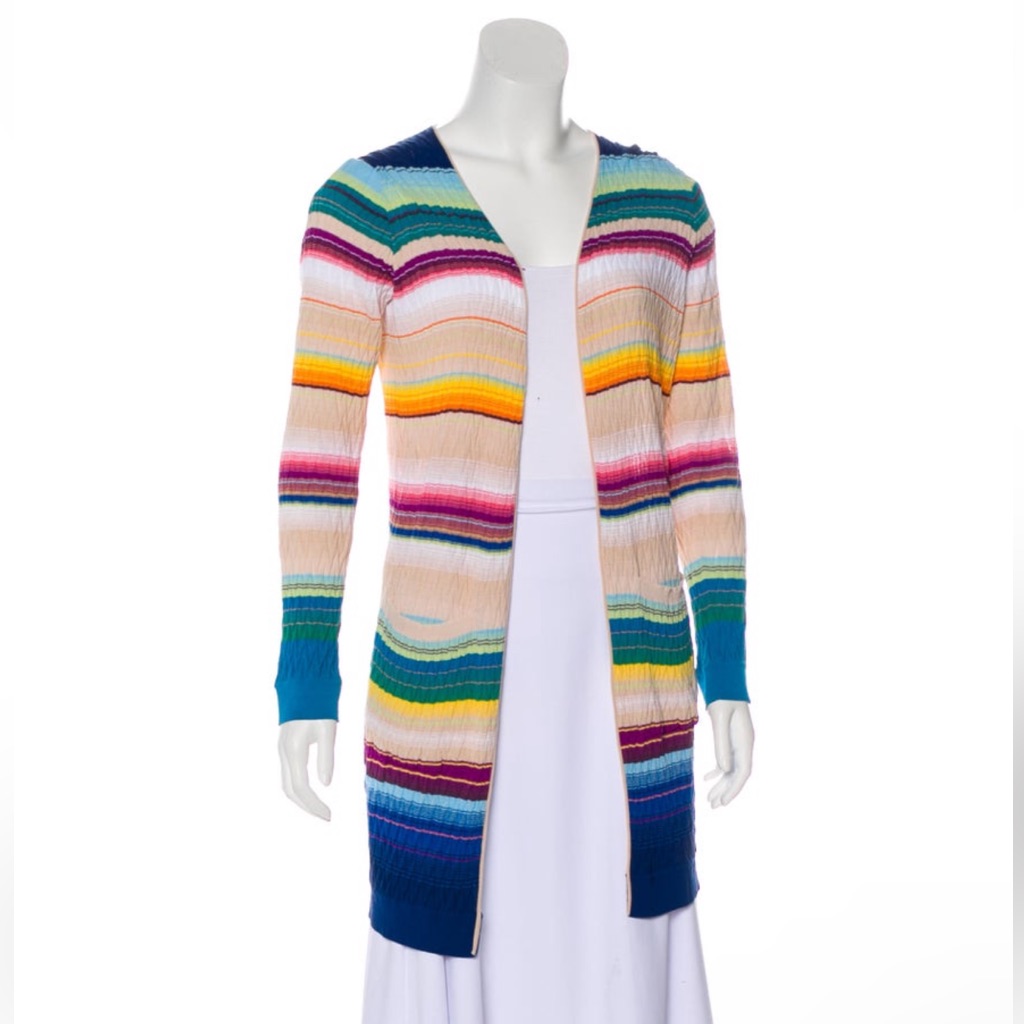 Missoni Multicolored Striped Long Lined Cardigan